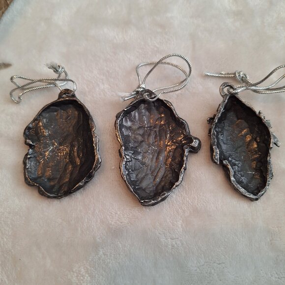 Set of 3 Heavy Metal Detailed Santa‎ Head Ornaments Silver Color St Nicholas - Picture 5 of 6